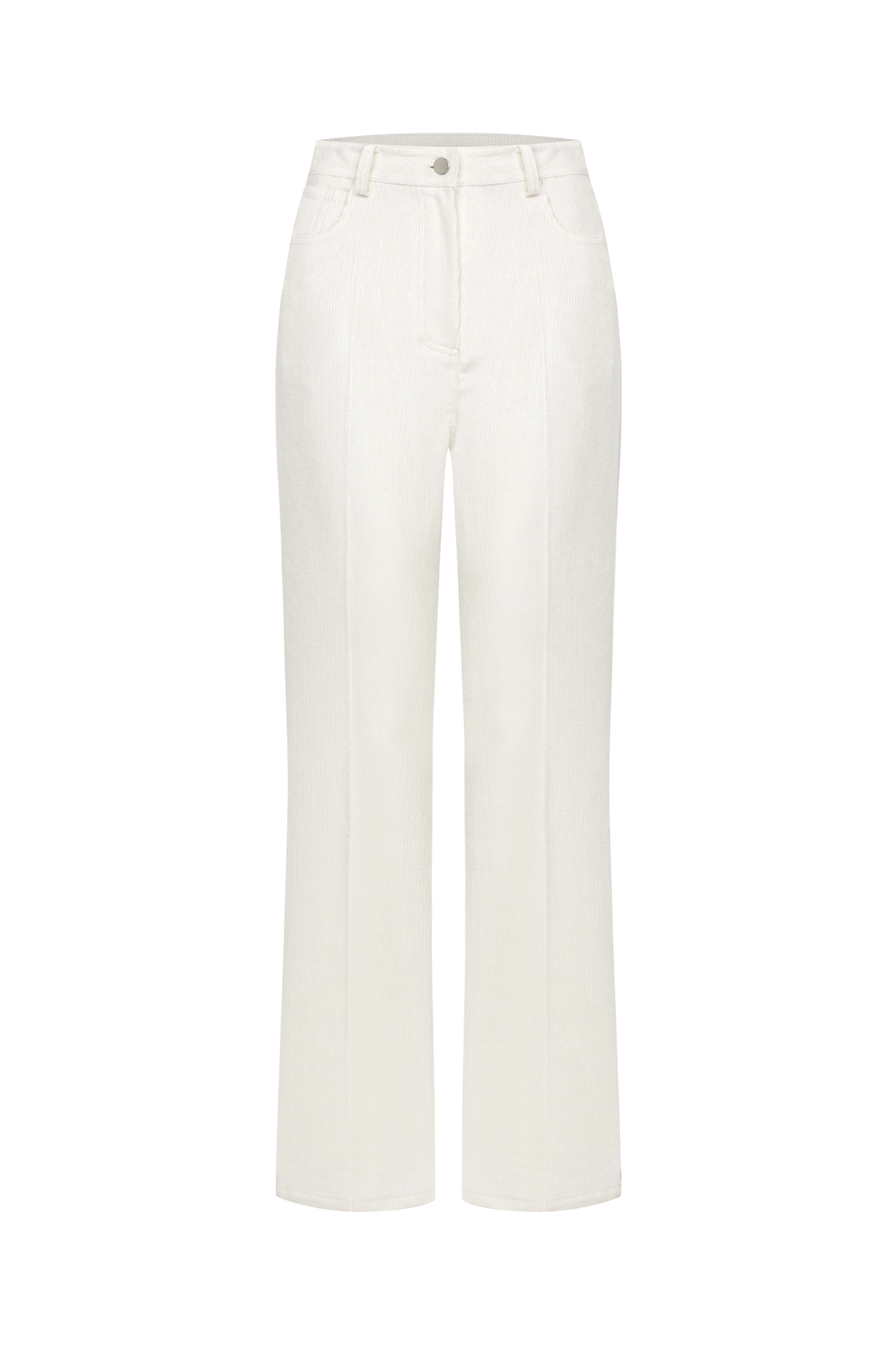 90s Shiny Corduroy Pants (Pearl White) - 포니테일