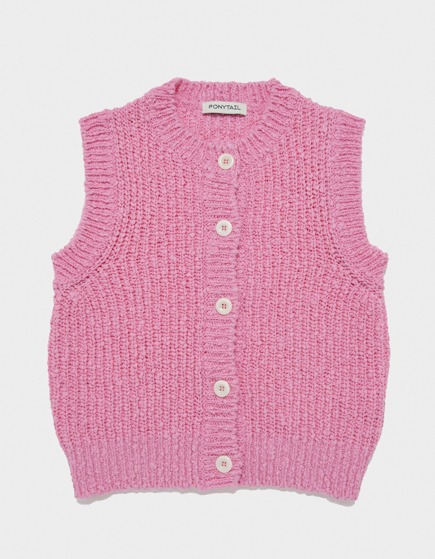 Le Bouton Knit Vest (Taffy Pink) - 포니테일