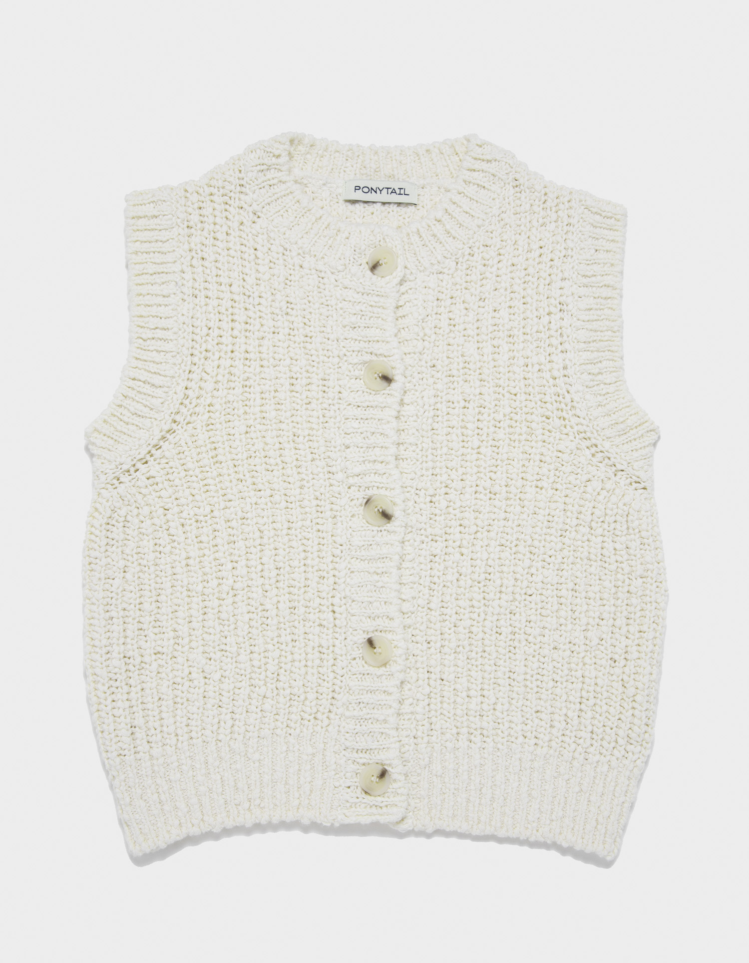 Le Bouton Knit Vest (Egret) - 포니테일