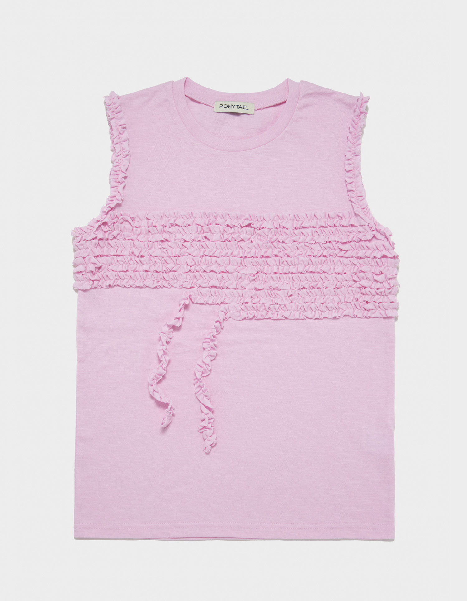 LONG &amp; WAVY SLEEVELESS TOP (Candy Pink) - 포니테일